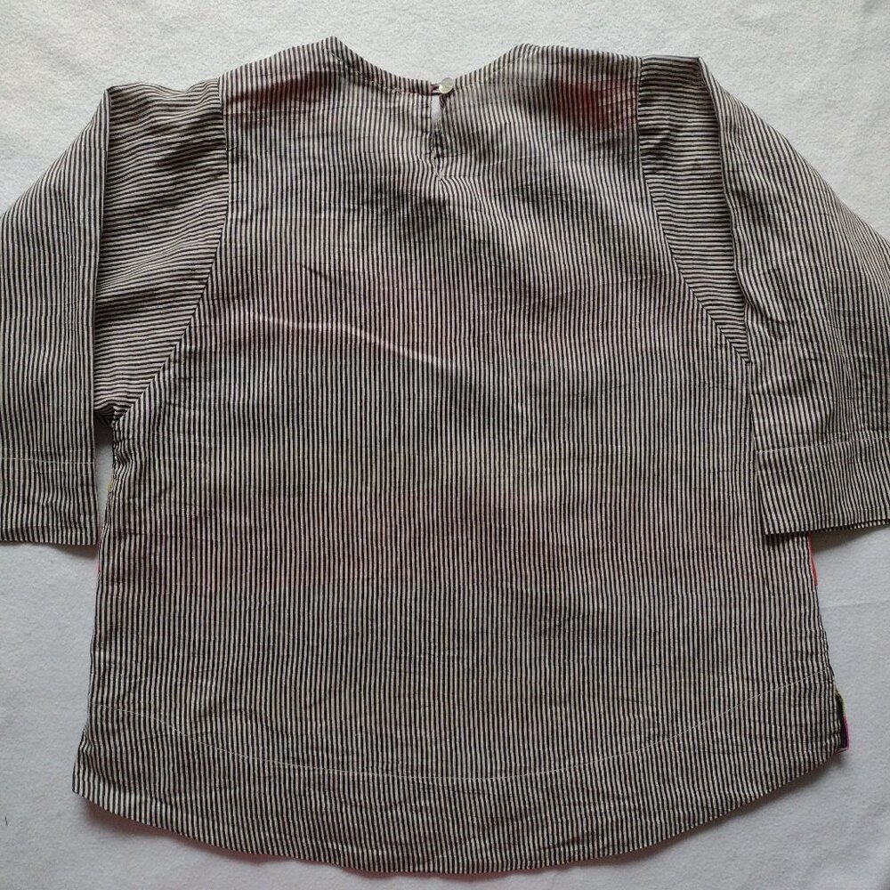 Alembika Mixed Striped Relaxed Fit Blouse S Linen Cotton Blend Vibrant Top - Picture 3 of 11